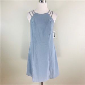 Ash blue midi dress with open strappy back